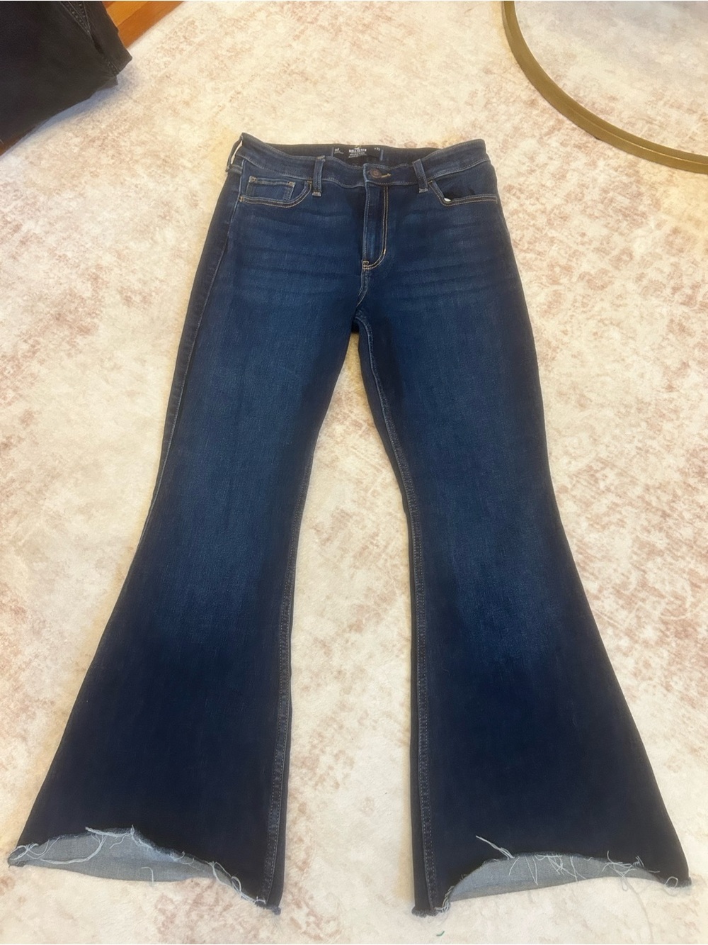 Hollister Dark Blue Flare Jeans with Raw Hem